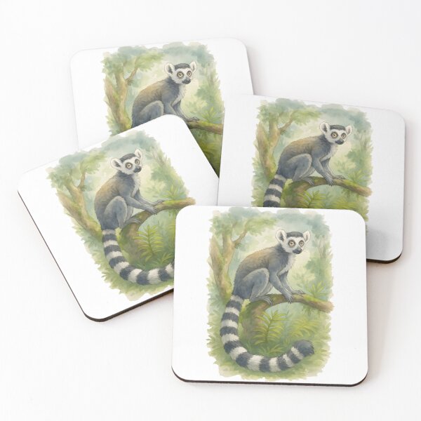 Item preview, Ring-Tailed Lemur Art – Cute Wildlife Jungle Illustration designed and sold by DariaOltes.