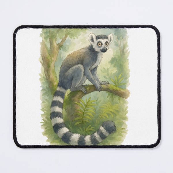 Item preview, Ring-Tailed Lemur Art – Cute Wildlife Jungle Illustration designed and sold by DariaOltes.