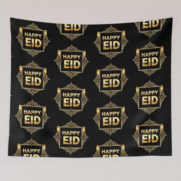 Item preview, Luxurious Golden "Happy Eid" Frame with Lanterns designed and sold by D-Islamic.