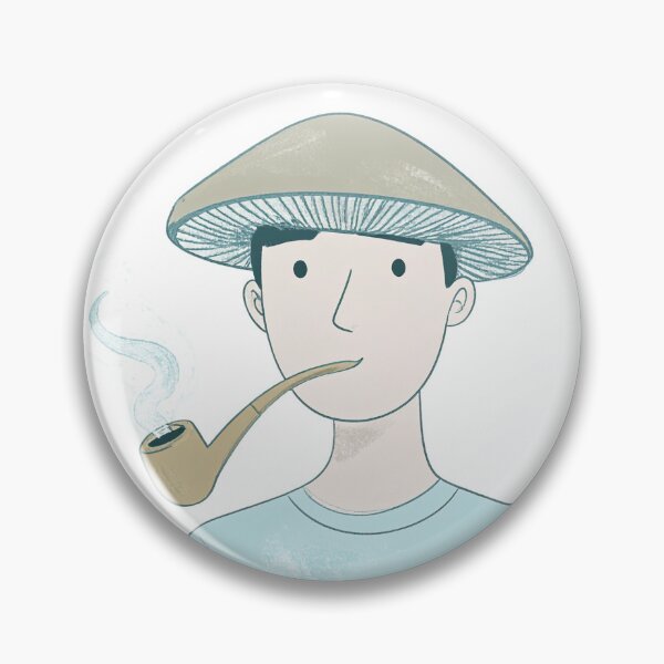 Item preview, Mushroom Man – Whimsical Cottagecore Pipe Smoker Illustration designed and sold by Aerlume.