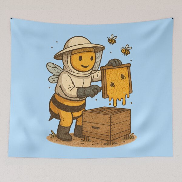 Item preview, The Busy Beekeeping Bee - Beekeeper Art designed and sold by VeryGoodFiber.