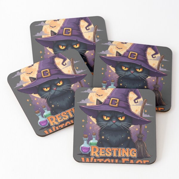 Item preview, Resting Witch Face Black Cat Halloween Design designed and sold by koolandthecat.