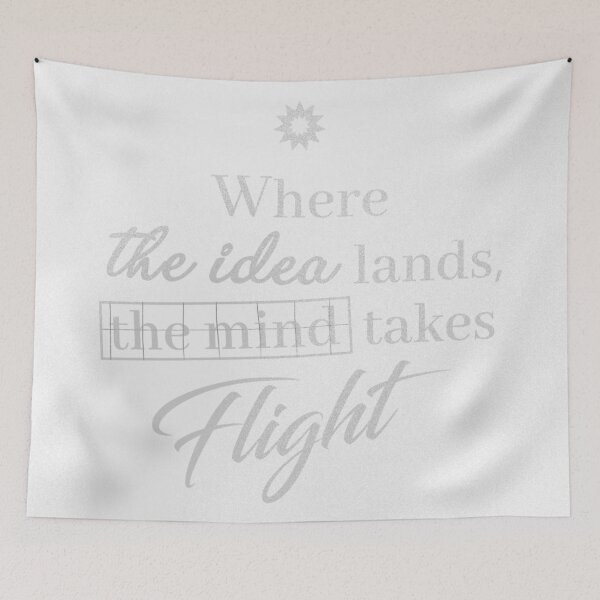 Item preview, WHERE THE IDEA LANDS, THE MIND TAKES FLIGHT-LIGHT GRAY (or WHITE) designed and sold by LIS AND MELIVERSO.