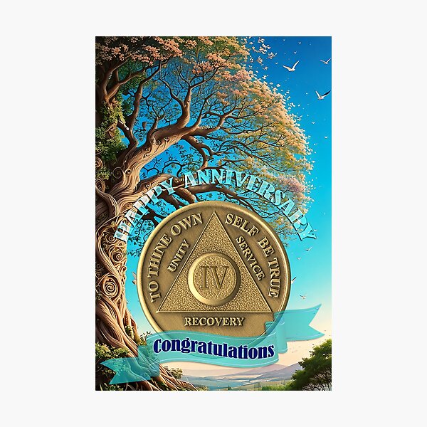 Item preview, 4 Year Coin Recovery Anniversary Tree of Life designed and sold by ApexDesigners.