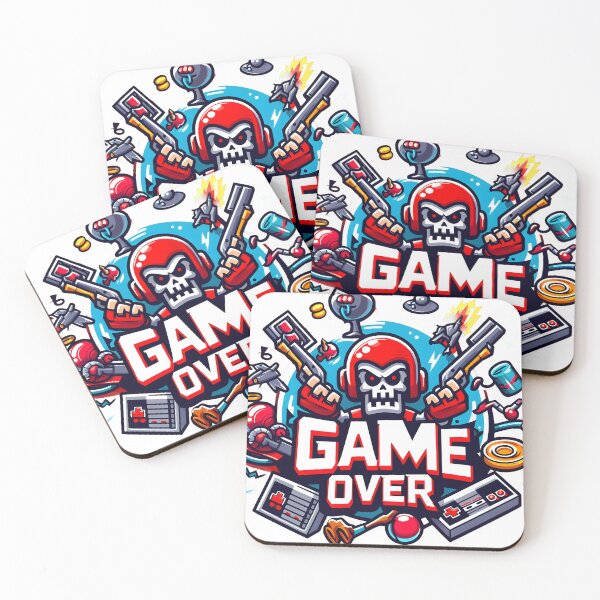 Item preview, Game Over Skull Gamer with Retro Controllers. designed and sold by The-T-In-Retro.