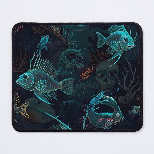 Item preview, Forbidden Depths: Gothic Deep Sea Pattern with Eerie Abyssal Fish and Sunken Treasures designed and sold by MoonlitDoodles1.