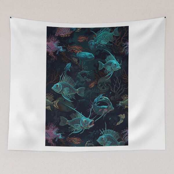 Item preview, Forbidden Depths: Gothic Deep Sea Pattern with Eerie Abyssal Fish and Sunken Treasures designed and sold by MoonlitDoodles1.