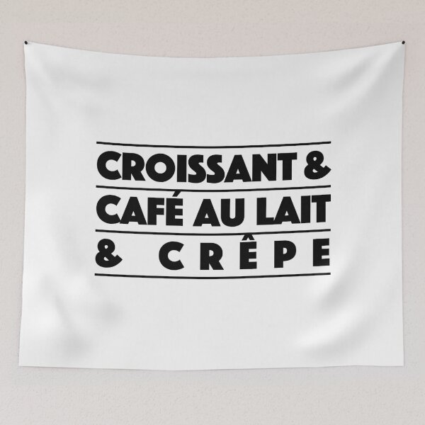 Item preview, Croissant & Café au Lait & Crêpe – French Café Vibes Typography (Black) designed and sold by didijuca.