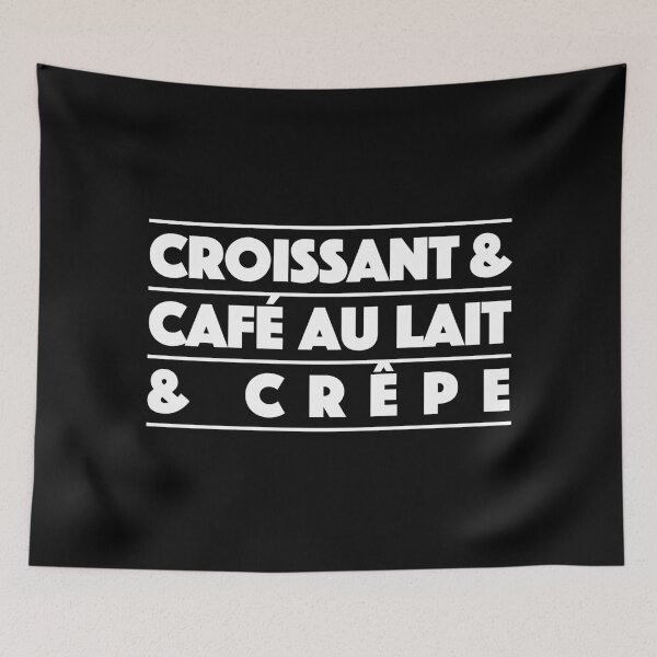 Item preview, Croissant & Café au Lait & Crêpe – French Café Vibes Typography (White) designed and sold by didijuca.