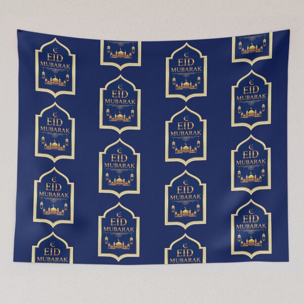 Item preview,  "Eid Mubarak" Golden Mosque & Lanterns in Blue Arch designed and sold by D-Islamic.