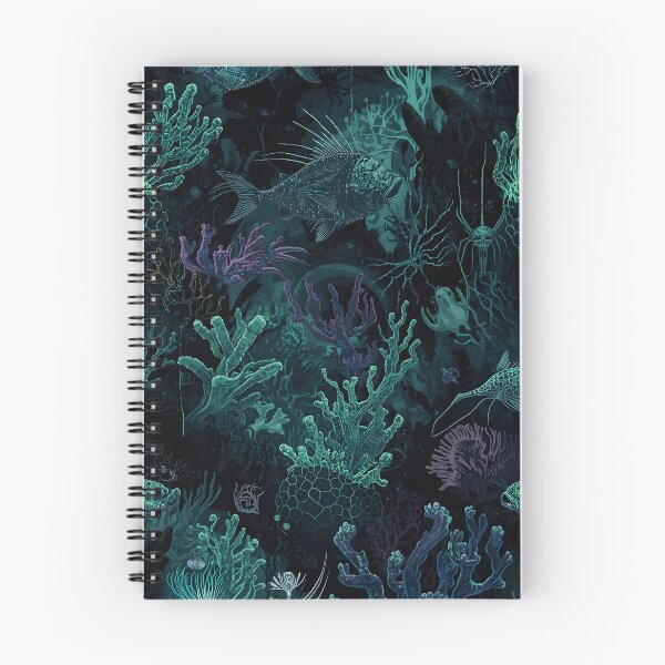 Item preview, Submerged Abyssal Garden: Intricate Coral and Deep Sea Creatures Pattern in Dark Tones designed and sold by MoonlitDoodles1.