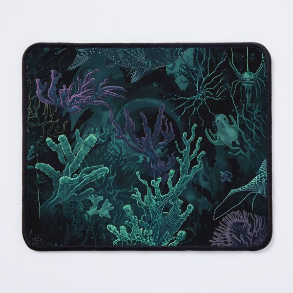 Item preview, Submerged Abyssal Garden: Intricate Coral and Deep Sea Creatures Pattern in Dark Tones designed and sold by MoonlitDoodles1.