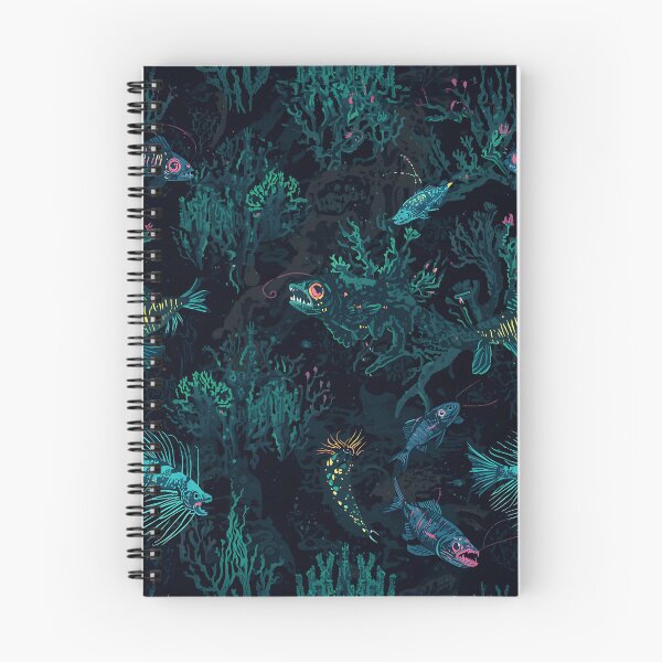 Item preview, Midnight Coral Garden: Detailed Deep Sea Foliage Pattern in Gothic Teal and Black designed and sold by MoonlitDoodles1.