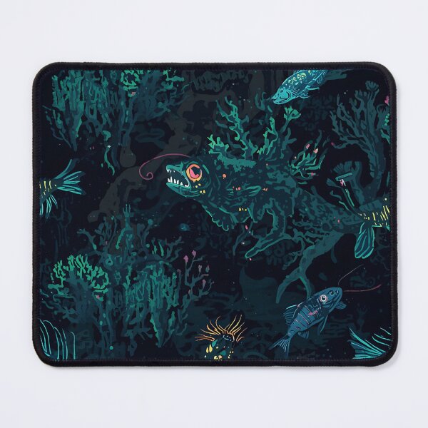 Item preview, Midnight Coral Garden: Detailed Deep Sea Foliage Pattern in Gothic Teal and Black designed and sold by MoonlitDoodles1.