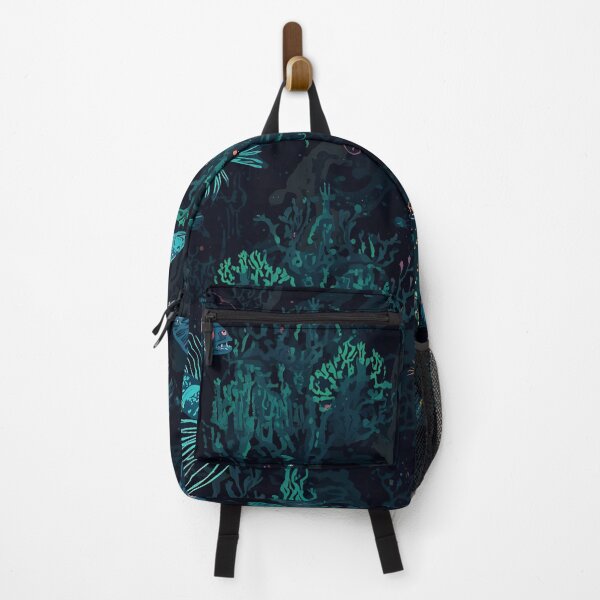 Item preview, Midnight Coral Garden: Detailed Deep Sea Foliage Pattern in Gothic Teal and Black designed and sold by MoonlitDoodles1.