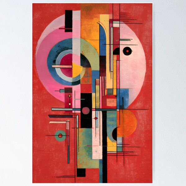 Item preview, Vibrant Abstract Composition with Overlapping Geometric Shapes Bold Lines and Dynamic Colors designed and sold by OlfactoART Studio.