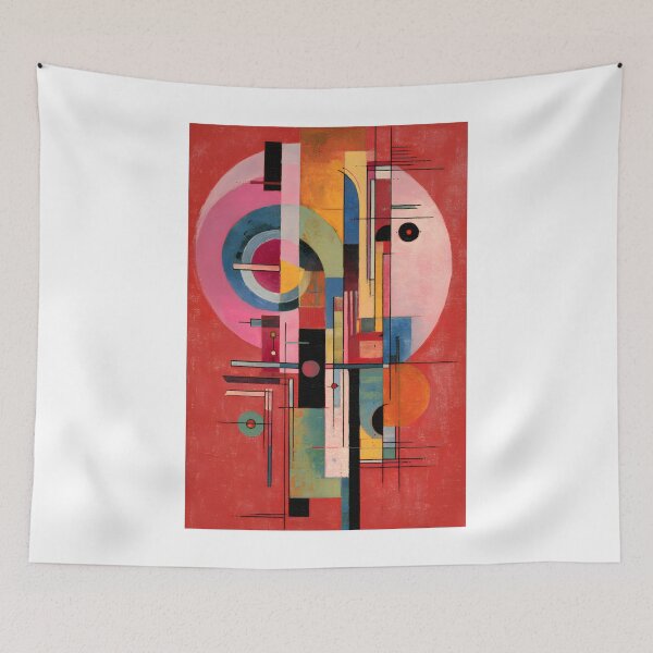 Item preview, Vibrant Abstract Composition with Overlapping Geometric Shapes Bold Lines and Dynamic Colors designed and sold by OlfactoART Studio.