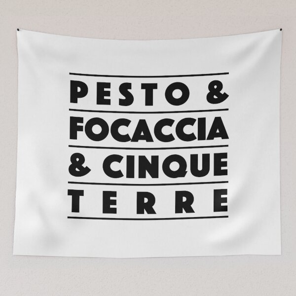 Item preview, Pesto & Focaccia & Cinque Terre – Italian Coastal Vibes Typography Design (black) designed and sold by didijuca.