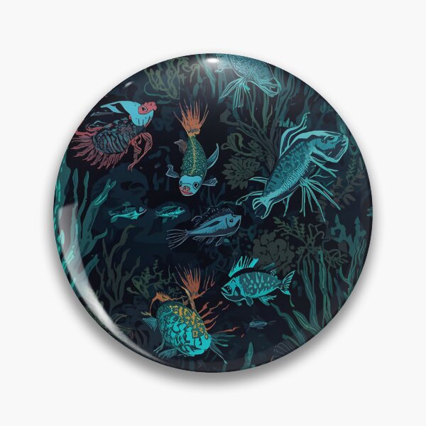 Item preview, Dark Abyss Predation: Intricate Seamless Pattern of Bioluminescent Deep Sea Fish and Spiky Corals in Gothic Tones designed and sold by MoonlitDoodles1.