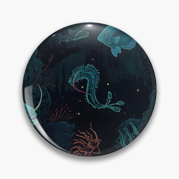 Item preview, Dark Ocean Abyssal Creatures: Mysterious Seamless Pattern of Bioluminescent Fish and Alien Coral Life designed and sold by MoonlitDoodles1.