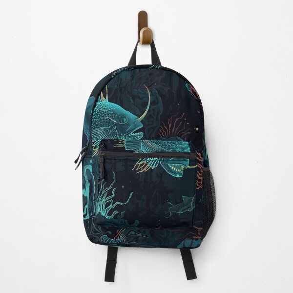 Item preview, Dark Ocean Abyssal Creatures: Mysterious Seamless Pattern of Bioluminescent Fish and Alien Coral Life designed and sold by MoonlitDoodles1.