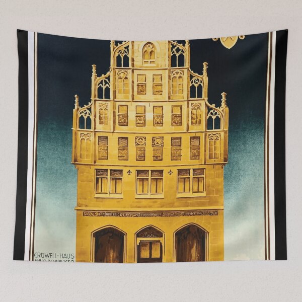 Item preview, Vintage Crüwell-Tabak Poster | Historic Crüwell-Haus in Bielefeld | Renaissance Architecture & Art Nouveau Design designed and sold by artofuniverse.
