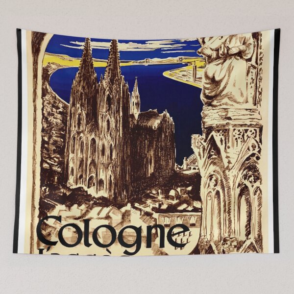 Item preview, Vintage Cologne Travel Poster | Gothic Cologne Cathedral Art Print | UNESCO Heritage | Rhine River Scenic Art Deco Style designed and sold by artofuniverse.