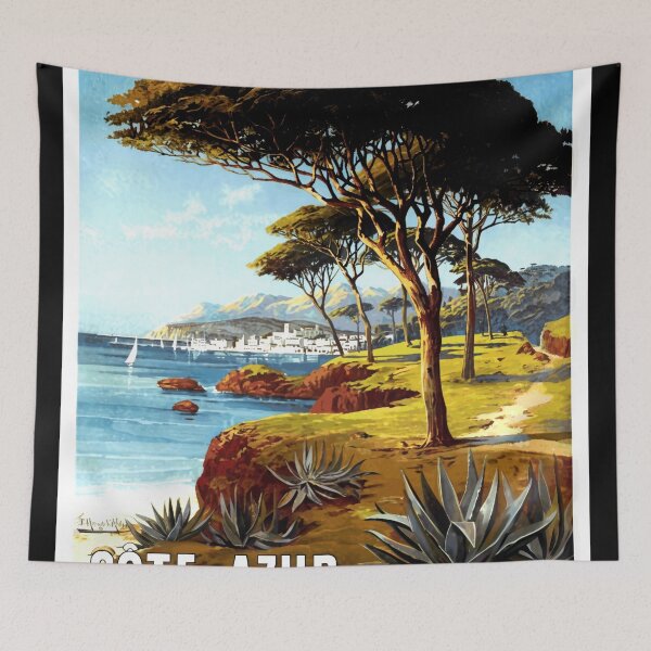 Item preview, Vintage Côte d'Azur Travel Poster | Art Deco Style | Cannes Nice Monaco | French Riviera Railway & Tourism Artifact designed and sold by artofuniverse.