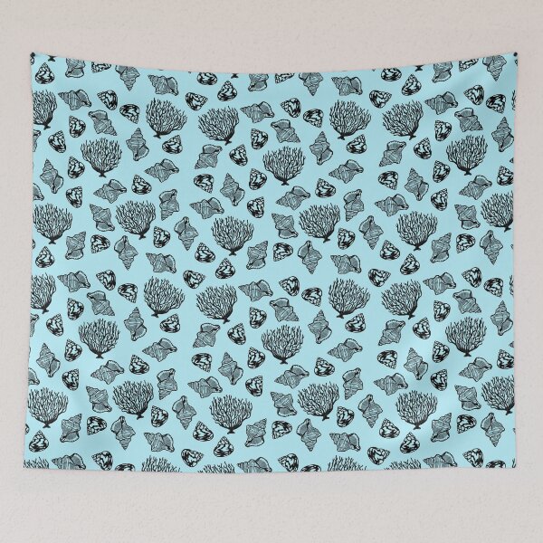 Item preview, Shell and Coral Print with Blue Background  designed and sold by Kimberley Eddy.