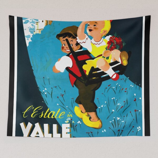 Item preview, Vintage Valle d'Aosta Travel Poster | Mid-Century Art Deco Style | Summer Adventure & Cultural Heritage in Italy designed and sold by artofuniverse.