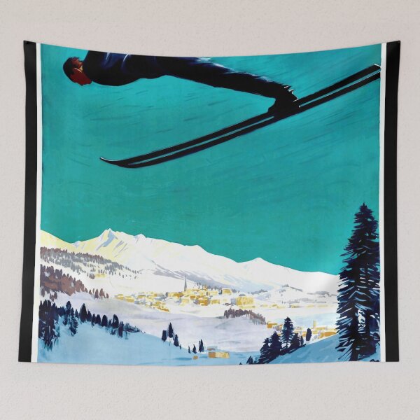 Item preview, Vintage St. Moritz Poster | Art Deco Travel Print | 1920s Ski Resort Art | Engadin Valley Wall Decor & Swiss Poster designed and sold by artofuniverse.