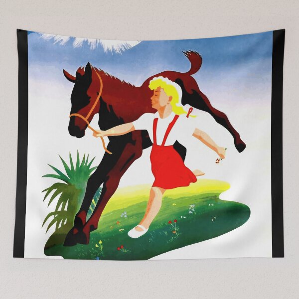 Item preview, Vintage Merano Travel Poster | Art Deco & Folk Art Style | South Tyrol Italy | Alps Scenic Print | Traditional Girl  Horse designed and sold by artofuniverse.