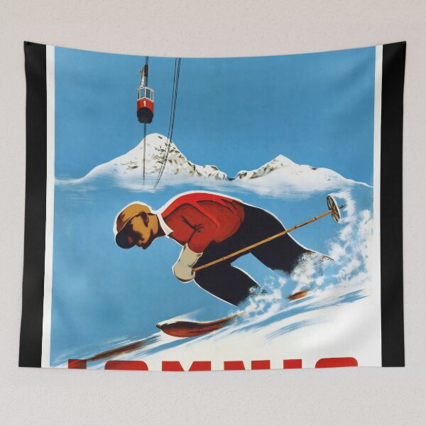 Item preview, Vintage Skiing Poster | High Tatras Slovakia Art | Lomnic Winter Sports | Mid-Century Travel & Adventure Decor designed and sold by artofuniverse.