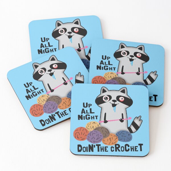 Item preview, Funny drooling raccoon obsessed crochet hooks yarn designed and sold by BigMRanch.