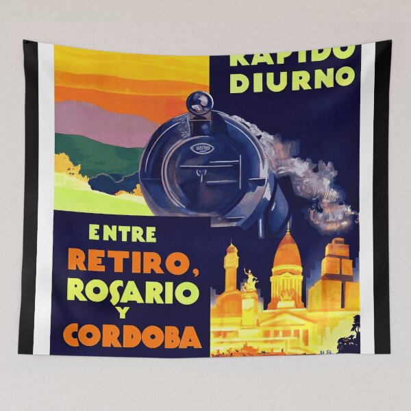 Item preview, Vintage Art Deco Train Poster | El Serrano Railway | F C Central Argentino | Retro Travel Wall Art & Cheap Trips Decor designed and sold by artofuniverse.