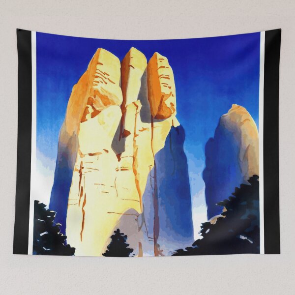 Item preview, Vintage 1930s Czechoslovakia Travel Poster | Prachov Rocks by Arch Ing L Horák | Bold Colors & Iconic Design designed and sold by artofuniverse.