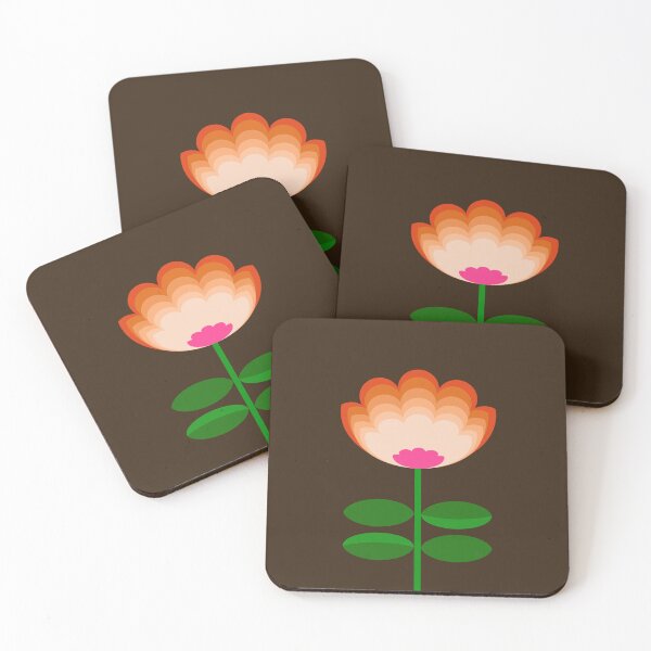 Item preview, Orange Pink Retro Flower on Dark Brown designed and sold by LilyB-Designs.