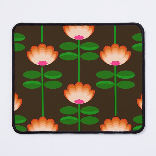 Item preview, Orange Pink Retro Flower on Dark Brown designed and sold by LilyB-Designs.