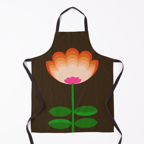 Item preview, Orange Pink Retro Flower on Dark Brown designed and sold by LilyB-Designs.