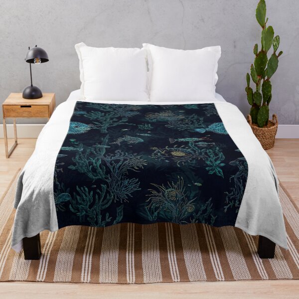 Item preview, Submerged Elegance: Intricate Seamless Pattern of Abyssal Fish, Corals, and Golden Deep Sea Life designed and sold by MoonlitDoodles1.