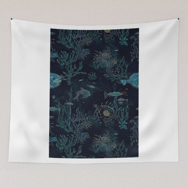 Item preview, Submerged Elegance: Intricate Seamless Pattern of Abyssal Fish, Corals, and Golden Deep Sea Life designed and sold by MoonlitDoodles1.
