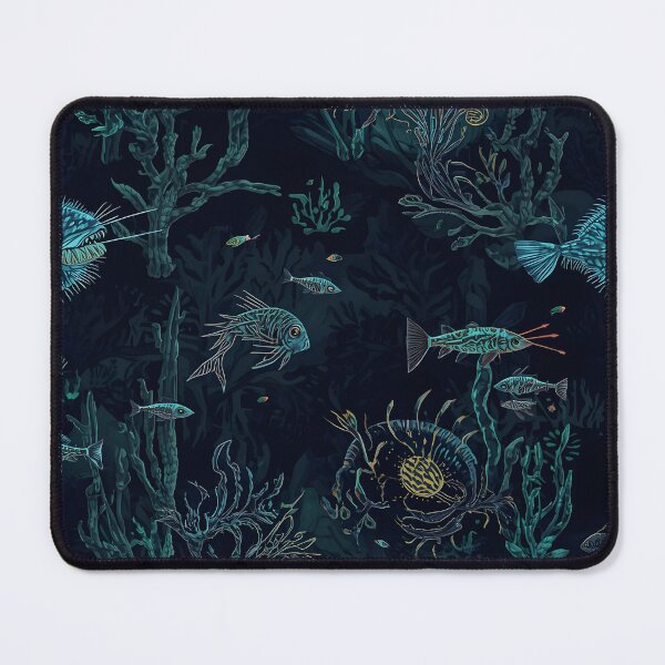 Item preview, Submerged Elegance: Intricate Seamless Pattern of Abyssal Fish, Corals, and Golden Deep Sea Life designed and sold by MoonlitDoodles1.