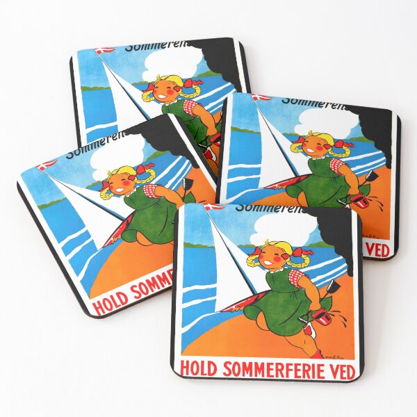 Item preview, Vintage Travel Poster | Svendborg Denmark Summer Art | Cheerful Beach Scene & Danish Coastal Vibes | Art Deco Style designed and sold by artofuniverse.