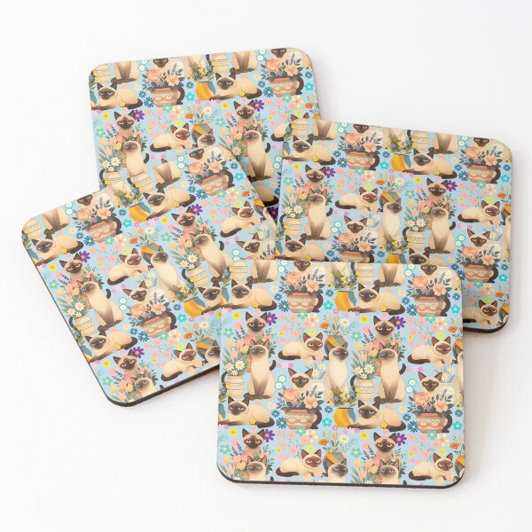 Item preview, Siamese Serenity — Judgy Cat with Flowers Pattern designed and sold by catastrocat.