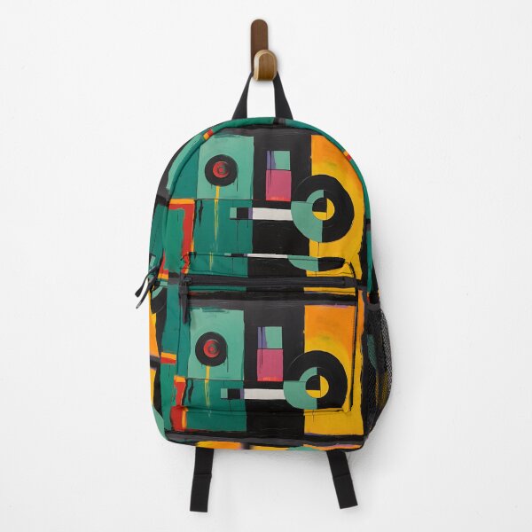 Item preview, Vibrant Abstract Composition with Rectangles and Circles in Contrasting Teal Red and Orange Colors designed and sold by OlfactoART Studio.