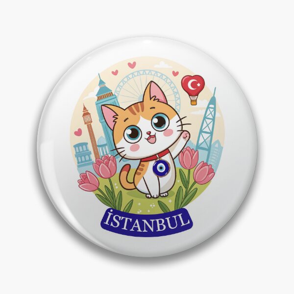 Item preview, Cute Kawaii Istanbul Cat - Evil Eye Amulet City Travel designed and sold by asliberry.
