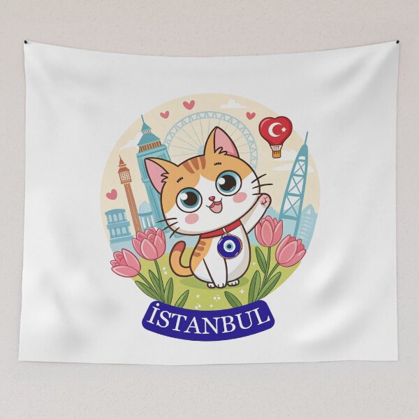 Item preview, Cute Kawaii Istanbul Cat - Evil Eye Amulet City Travel designed and sold by asliberry.