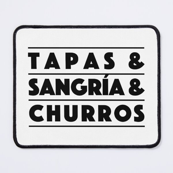 Item preview, Tapas & Sangría & Churros – Classic Spanish Combo Typography Design (Black) designed and sold by didijuca.