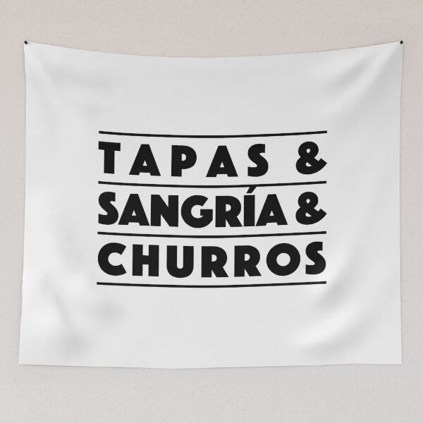 Item preview, Tapas & Sangría & Churros – Classic Spanish Combo Typography Design (Black) designed and sold by didijuca.