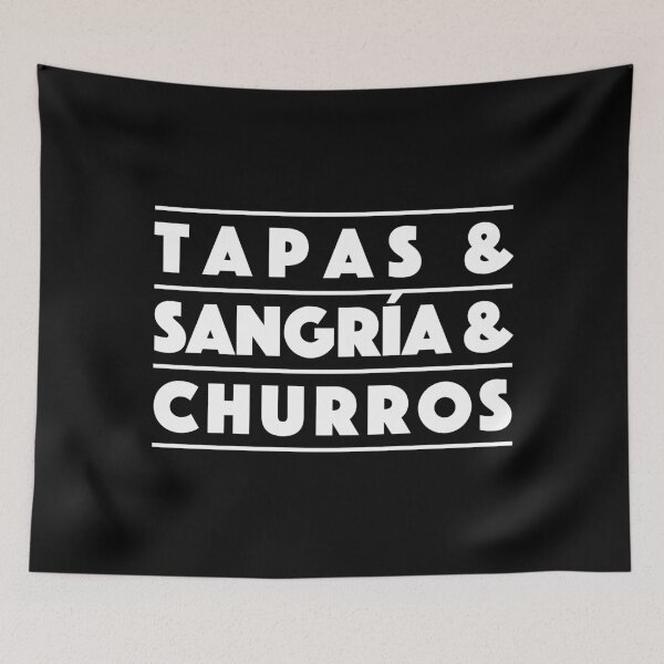 Item preview, Tapas & Sangría & Churros – Classic Spanish Combo Typography Design (White) designed and sold by didijuca.